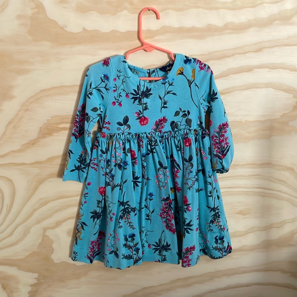3T Joules dress. Teal with flowers.